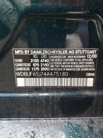 Photo 10 from auction – 2004 MERCEDES-BENZ E 320 with VIN WDBUF65J74A475180
