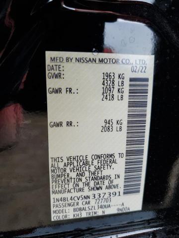 Photo 10 from auction – 2022 NISSAN ALTIMA SR with VIN 1N4BL4CV5NN337391
