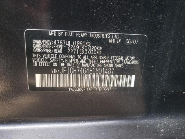 Photo 10 from auction – 2008 SUBARU IMPREZA WR with VIN JF1GH74648G801487
