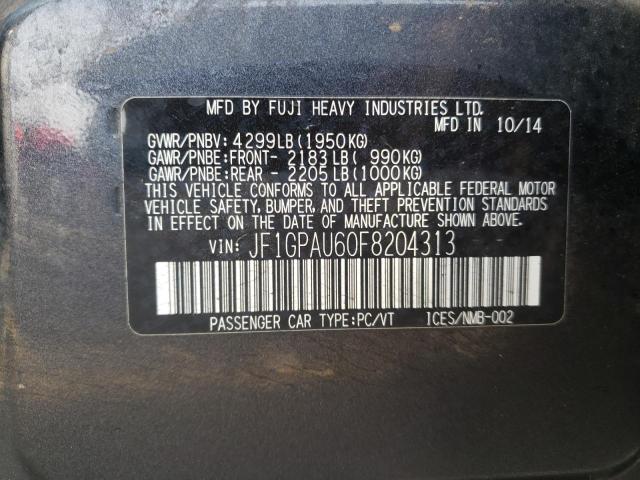 Photo 10 from auction – 2015 SUBARU IMPREZA SP with VIN JF1GPAU60F8204313