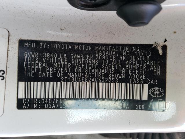 Photo 10 from auction – 2010 TOYOTA COROLLA BA with VIN 2T1BU4EE2AC532253