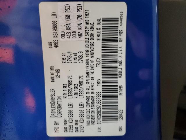 Photo 10 from auction – 2007 DODGE RAM 2500 S with VIN 1D7KS28C97J567363