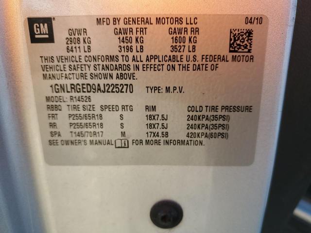Photo 10 from auction – 2010 CHEVROLET TRAVERSE L with VIN 1GNLRGED9AJ225270