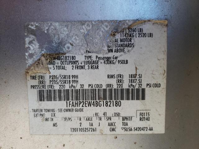 Photo 10 from auction – 2011 FORD TAURUS SEL with VIN 1FAHP2EW4BG182180