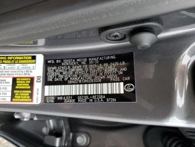 Photo 10 from auction – 2021 LEXUS ES 350 BAS with VIN 58ADZ1B13MU083008