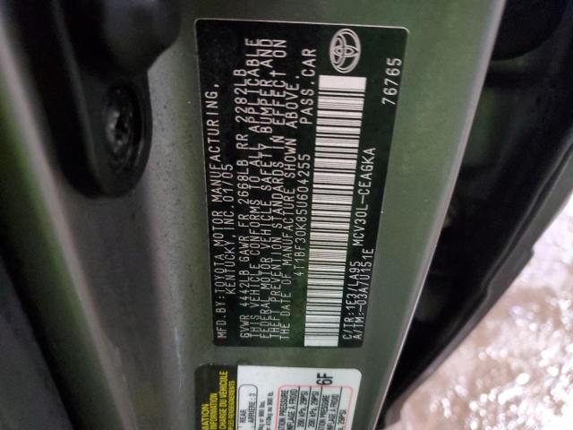 Photo 10 from auction – 2005 TOYOTA CAMRY with VIN 4T1BF30K85U604255