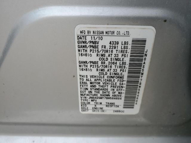 Photo 10 from auction – 2011 NISSAN ROUGE with VIN JN8AS5MT7BW564684
