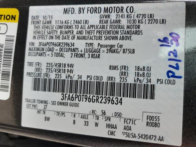 Photo 10 from auction – 2016 FORD FUSION SE with VIN 3FA6P0T96GR239634