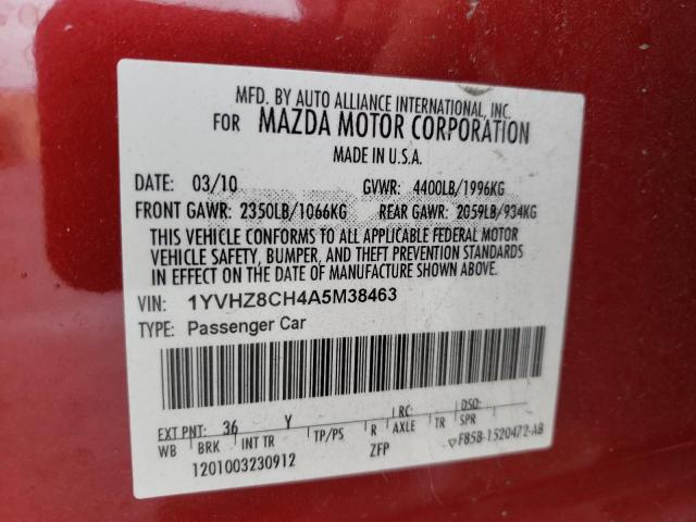 Photo 10 from auction – 2010 MAZDA 6 I with VIN 1YVHZ8CH4A5M38463