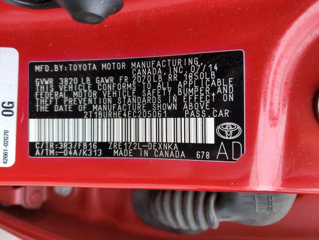 Photo 10 from auction – 2014 TOYOTA COROLLA L with VIN 2T1BURHE4EC205061