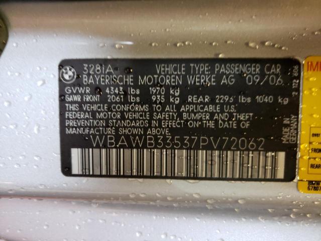 Photo 10 from auction – 2007 BMW 328 I with VIN WBAWB33537PV72062