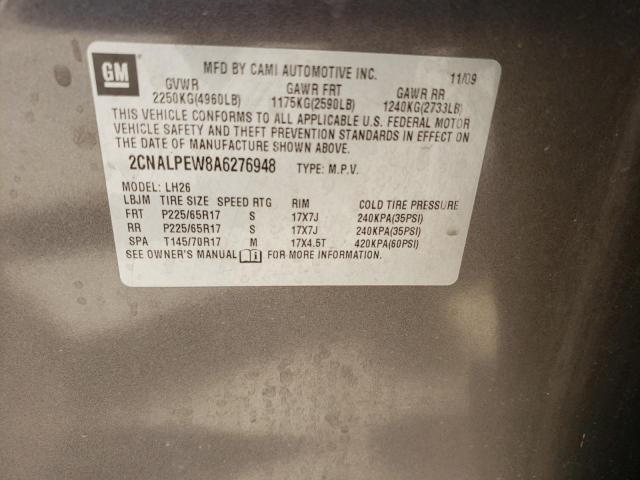 Photo 10 from auction – 2010 CHEVROLET EQUINOX LT with VIN 2CNALPEW8A6276948