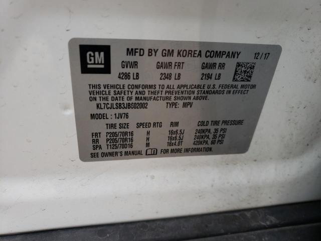 Photo 10 from auction – 2018 CHEVROLET TRAX 1LT with VIN KL7CJLSB3JB602002