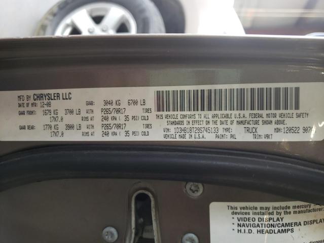 Photo 10 from auction – 2009 DODGE RAM 1500 with VIN 1D3HB18T29S745133