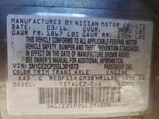 Photo 10 from auction – 2016 NISSAN VERSA NOTE with VIN 3N1CE2CP2GL391073