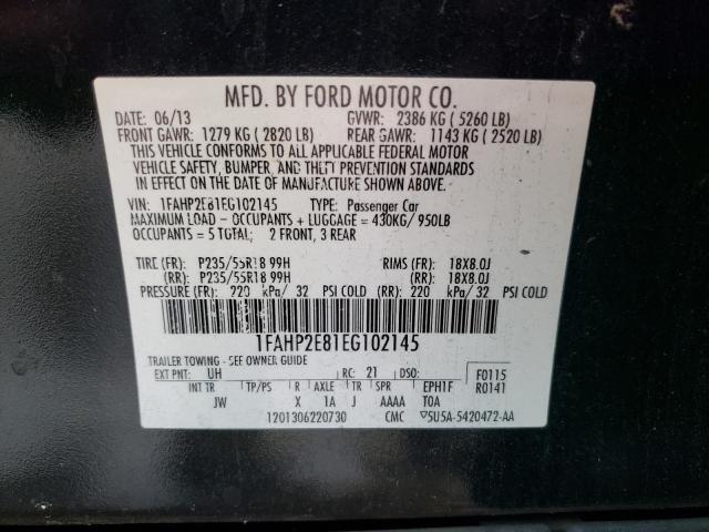 Photo 10 from auction – 2014 FORD TAURUS SEL with VIN 1FAHP2E81EG102145