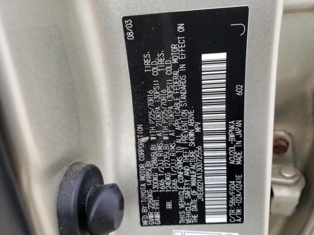 Photo 10 from auction – 2003 TOYOTA HIGHLANDER with VIN JTEGD21A130072556