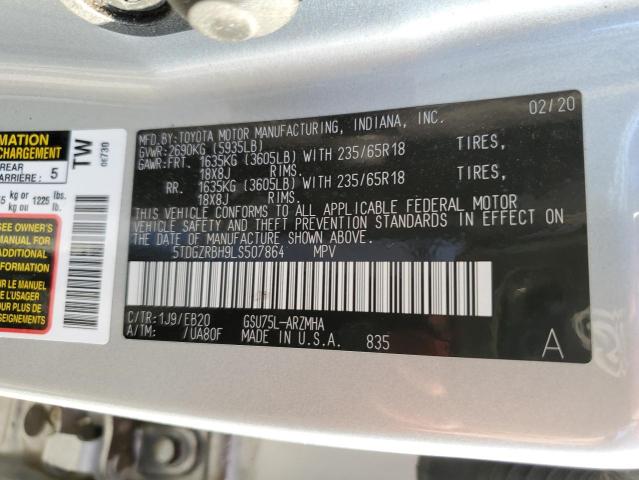 Photo 10 from auction – 2020 TOYOTA HIGHLANDER with VIN 5TDGZRBH9LS507864
