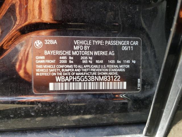 Photo 10 from auction – 2011 BMW 328 I SULE with VIN WBAPH5G53BNM83122