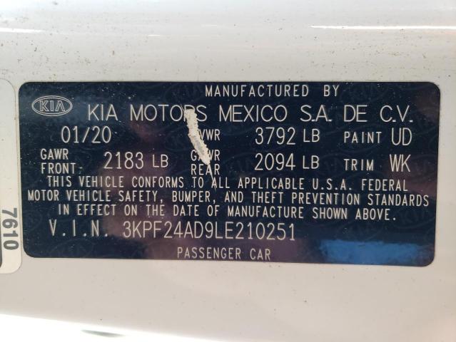 Photo 10 from auction – 2020 KIA FORTE FE with VIN 3KPF24AD9LE210251