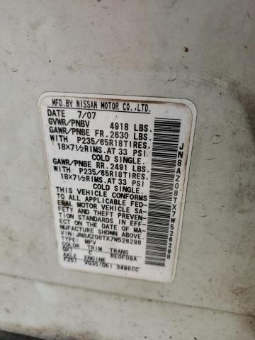 Photo 10 from auction – 2007 NISSAN MURANO SL with VIN JN8AZ08TX7W526298