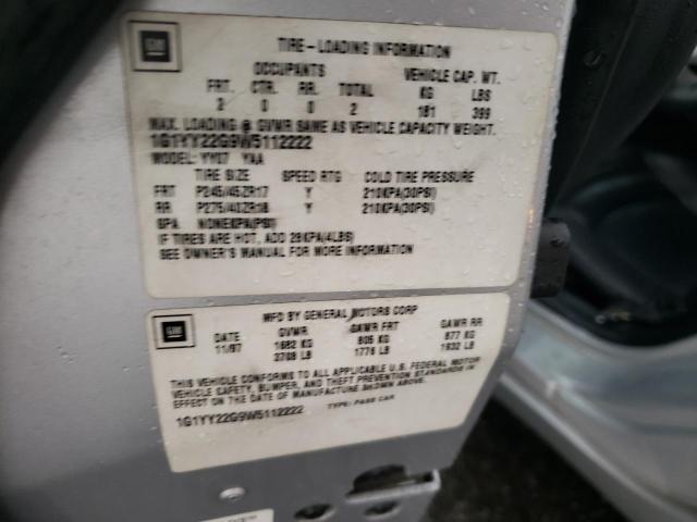 Photo 10 from auction – 1998 CHEVROLET CORVETTE with VIN 1G1YY22G9W5112222