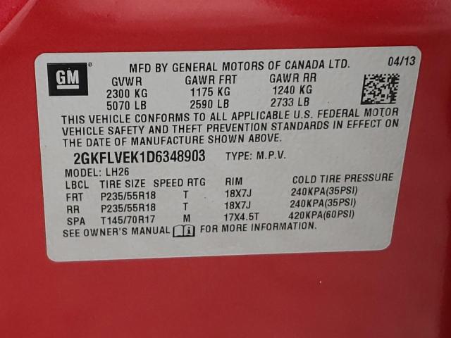 Photo 10 from auction – 2013 GMC TERRAIN SL with VIN 2GKFLVEK1D6348903