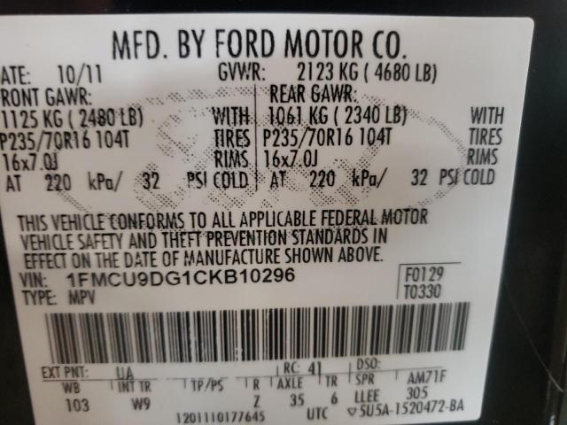 Photo 10 from auction – 2012 FORD ESCAPE XLT with VIN 1FMCU9DG1CKB10296