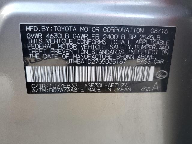 Photo 10 from auction – 2016 LEXUS IS 200T with VIN JTHBA1D27G5035167