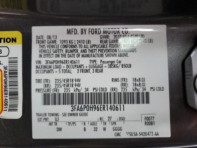 Photo 10 from auction – 2014 FORD FUSION SE with VIN 3FA6P0H96ER140611