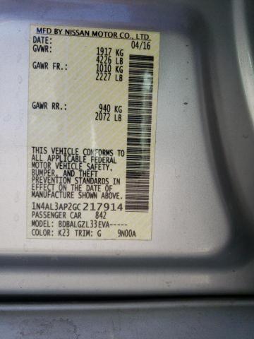 Photo 10 from auction – 2016 NISSAN ALTIMA 2.5 with VIN 1N4AL3AP2GC217914
