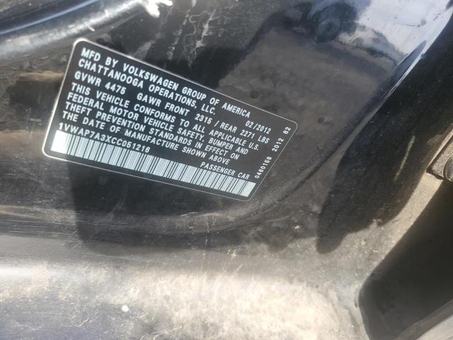 Photo 10 from auction – 2012 VOLKSWAGEN PASSAT S with VIN 1VWAP7A3XCC051216