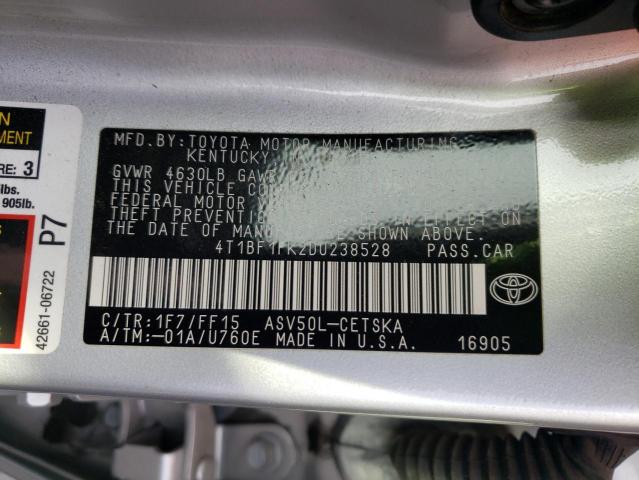 Photo 10 from auction – 2013 TOYOTA CAMRY L with VIN 4T1BF1FK2DU238528