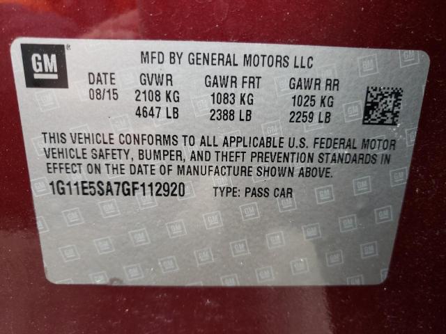 Photo 10 from auction – 2016 CHEVROLET MALIBU LIM with VIN 1G11E5SA7GF112920