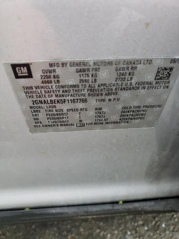 Photo 10 from auction – 2015 CHEVROLET EQUINOX LT with VIN 2GNALBEK5F1167766