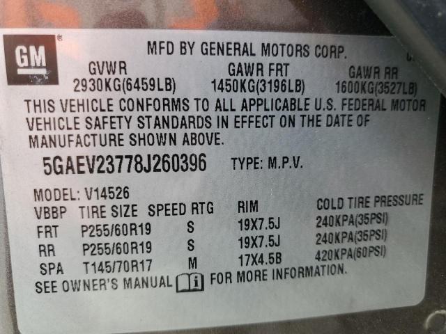 Photo 10 from auction – 2008 BUICK ENCLAVE CX with VIN 5GAEV23778J260396