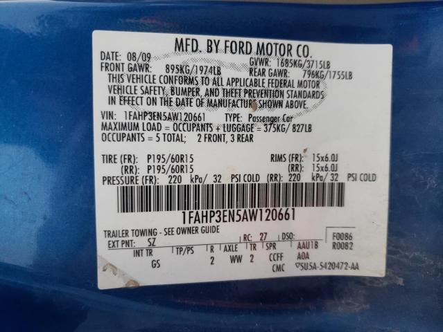 Photo 10 from auction – 2010 FORD FOCUS S with VIN 1FAHP3EN5AW120661