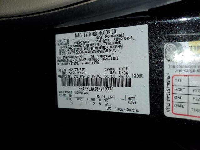 Photo 10 from auction – 2011 FORD FUSION SEL with VIN 3FAHP0JAXBR219224