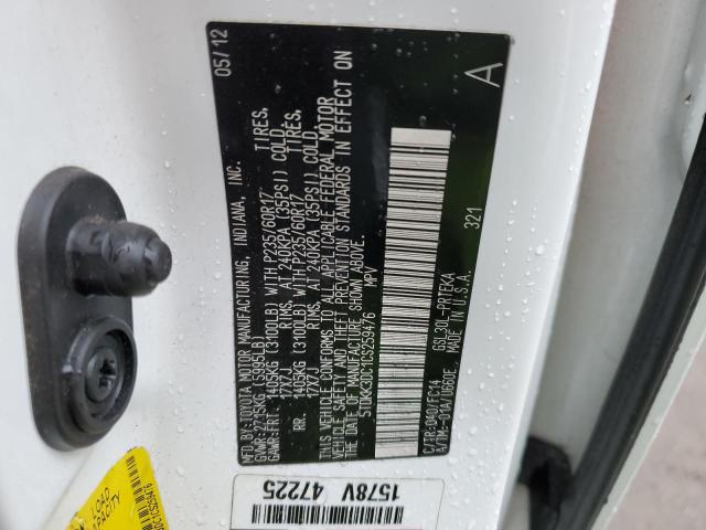 Photo 10 from auction – 2012 TOYOTA SIENNA LE with VIN 5TDKK3DC1CS259476