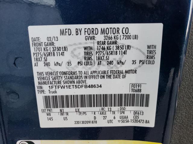 Photo 10 from auction – 2013 FORD F-150 with VIN 1FTFW1ET5DFB48634