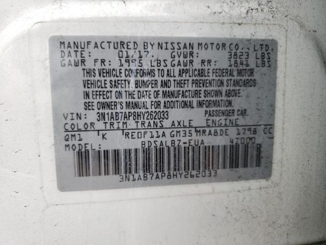 Photo 10 from auction – 2017 NISSAN SENTRA S with VIN 3N1AB7AP8HY262033