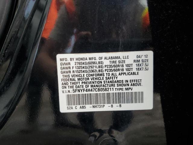 Photo 10 from auction – 2012 HONDA PILOT EX with VIN 5FNYF4H47CB058211
