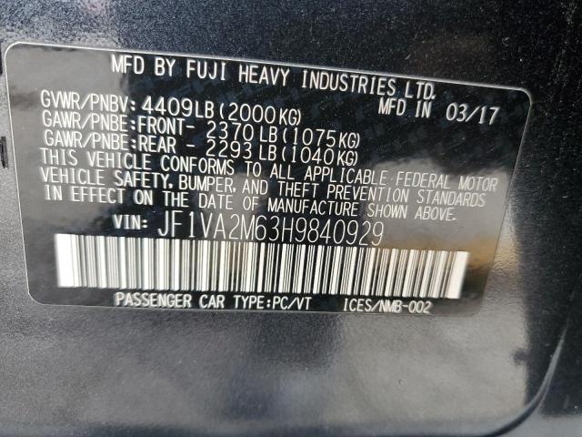 Photo 10 from auction – 2017 SUBARU WRX STI with VIN JF1VA2M63H9840929