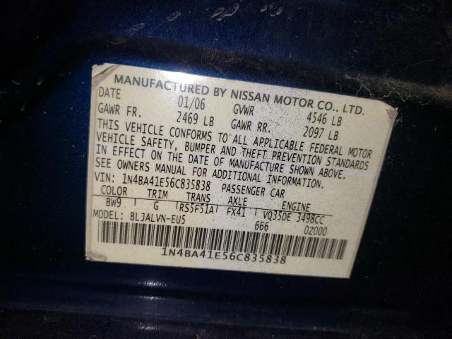 Photo 10 from auction – 2006 NISSAN MAXIMA SE with VIN 1N4BA41E56C835838