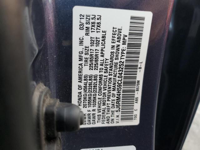 Photo 10 from auction – 2012 HONDA CR-V EX with VIN 5J6RM4H59CL043252