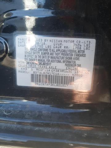 Photo 10 from auction – 2019 NISSAN VERSA S with VIN 3N1CN7AP3KL801517