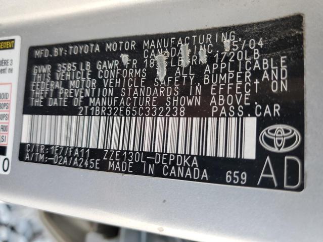 Photo 10 from auction – 2005 TOYOTA COROLLA CE with VIN 2T1BR32E65C332238