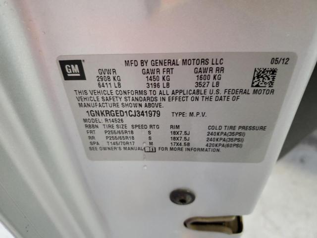 Photo 10 from auction – 2012 CHEVROLET TRAVERSE L with VIN 1GNKRGED1CJ341979