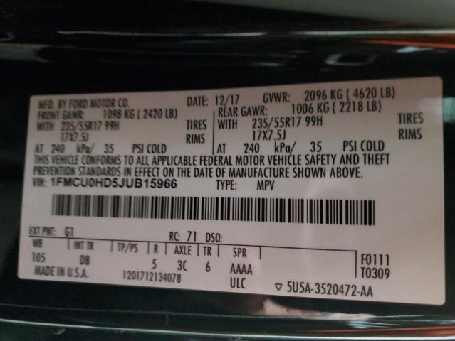 Photo 10 from auction – 2018 FORD ESCAPE SEL with VIN 1FMCU0HD5JUB15966