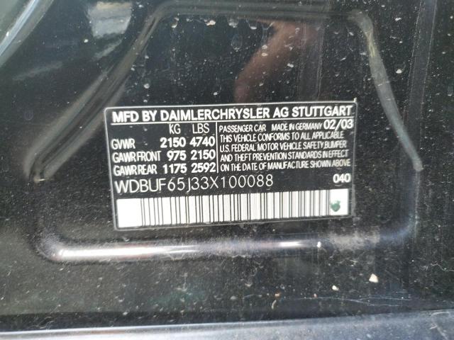 Photo 10 from auction – 2003 MERCEDES-BENZ E 320 with VIN WDBUF65J33X100088